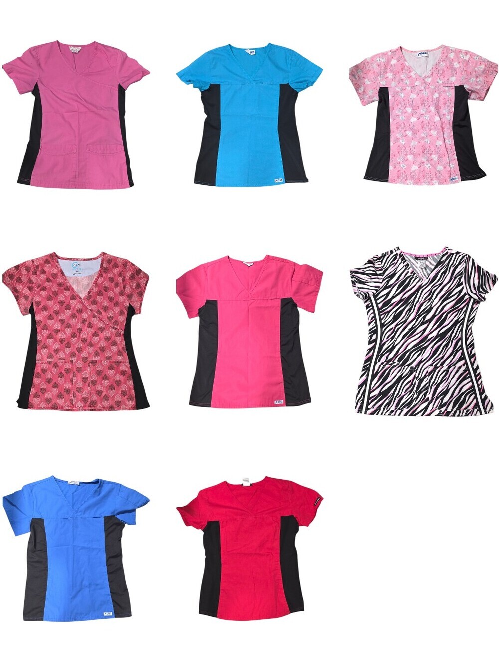 Bundle of 8 Women’s Scrub Tops Size Small Various Colors & Prints